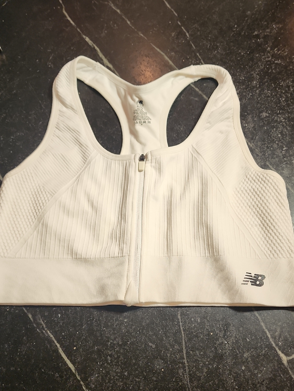New Balance White Front-Zip Racerback Sports Bra XL EUC